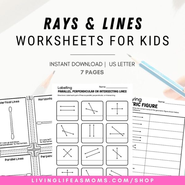 Rays, lines and segments printable activity set