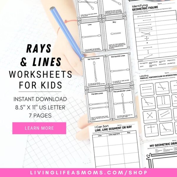 Rays, lines and segments activity worksheets for kids