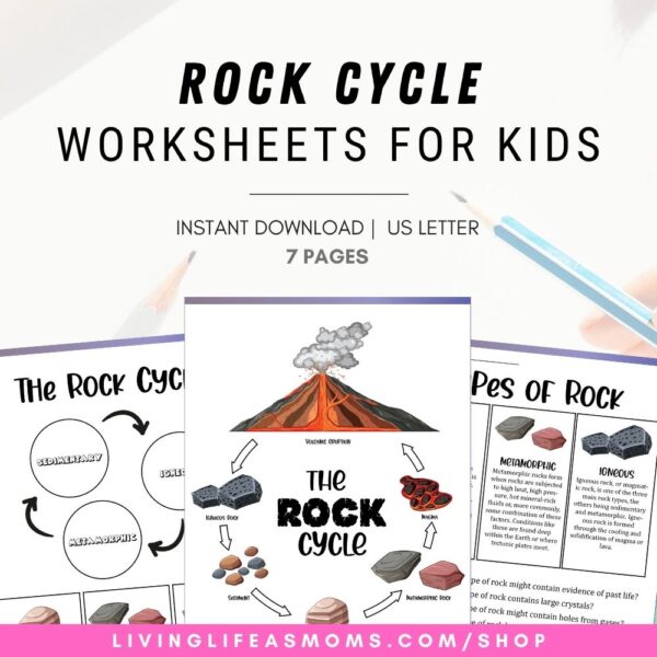 Rock cycle printable activity set