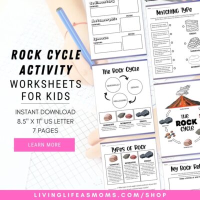 Rock cycle activity worksheets for kids
