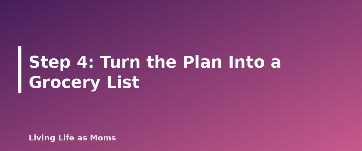 Step 4: Turn the Plan Into a Grocery List - section banner for A Simple Meal Planning System for Busy Families (That You Will Actually Keep Using)