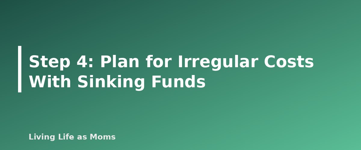 Step 4: Plan for Irregular Costs With Sinking Funds - section banner for Monthly Family Budget Template